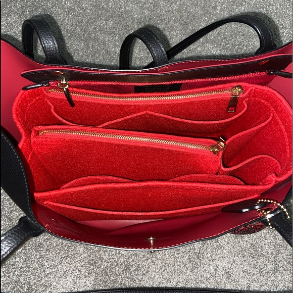 Black Coach Tote With Red Interior - Picture 4 of 5